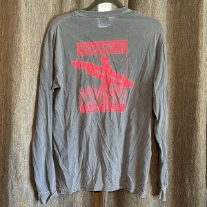 Dusty Blue and Pink Sharks Surf Shop Long Sleeve Tee Comfort Colors